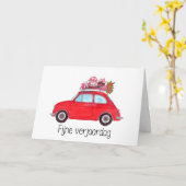 Fiat 500 verjaardags kaart (Gele Bloem)