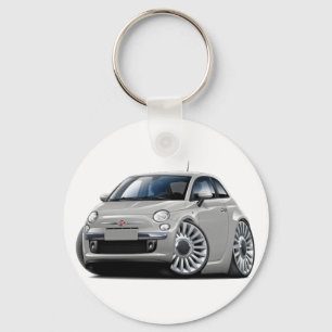 Fiat 500 zilverauto sleutelhanger