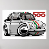 Fiat 500D karikatuur wit Poster (Voorkant)
