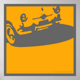 Fiat 600 Detail, 1956 - Geel op grijs afdrukken Poster