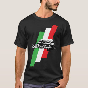 Fiat 600 Multipla-script, illustratie en vlag T-shirt