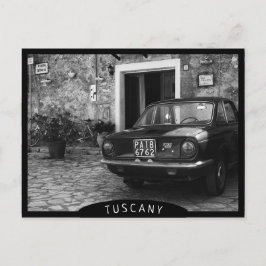 FIAT-auto in Italië in zwart-wit Briefkaart