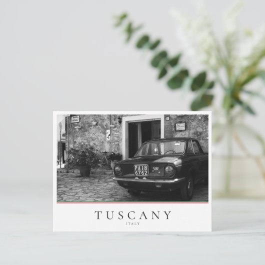  FIAT-auto in Italië in zwart-wit Briefkaart (Staand voorkant)