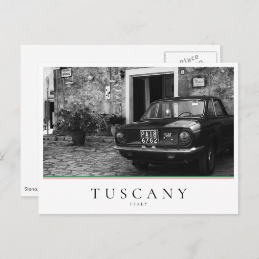  FIAT-auto in Italië in zwart-wit Briefkaart (Voorkant / Achterkant)