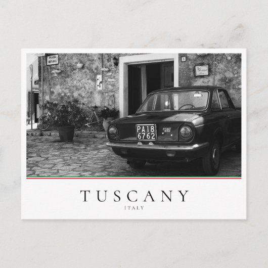  FIAT-auto in Italië in zwart-wit Briefkaart (Voorkant)