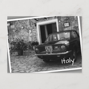 FIAT-auto in Italië in zwart-wit Briefkaart