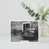  FIAT-auto in Italië in zwart-wit Briefkaart (Staand voorkant)