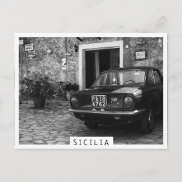 FIAT-auto in Italië in zwart-wit Briefkaart