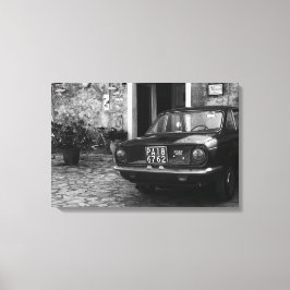 FIAT-auto in Italië in zwart-wit Canvas Afdruk