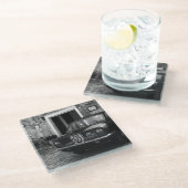 FIAT-auto in Italië in zwart-wit Glazen Onderzetter (Schuin)