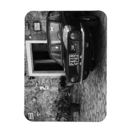  FIAT-auto in Italië in zwart-wit Magneet