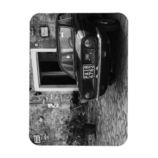  FIAT-auto in Italië in zwart-wit Magneet (Verticaal)