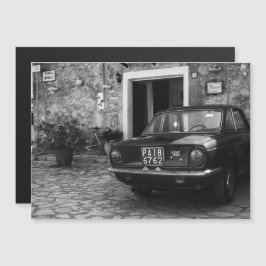 FIAT-auto in Italië in zwart-wit Magnetische Uitnodiging
