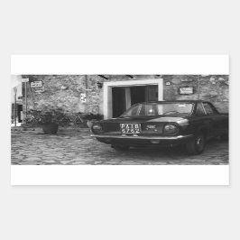 FIAT-auto in Italië in zwart-wit Rechthoekige Sticker