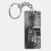 FIAT-auto in Italië in zwart-wit Sleutelhanger (Voorkant Links)