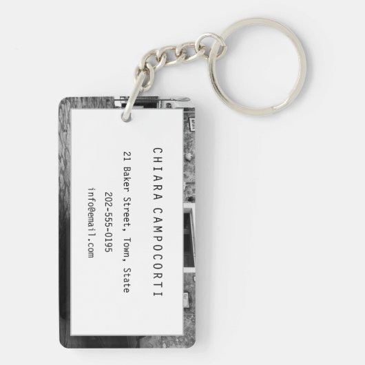  FIAT-auto in Italië in zwart-wit Sleutelhanger (achterkant)