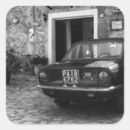 FIAT-auto in Italië in zwart-wit Vierkante Sticker