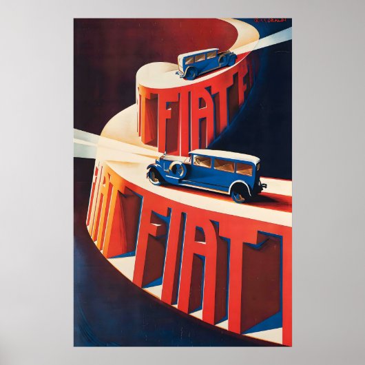 Fiat Automobile 1928 Vintage Auto Poster (Voorkant)