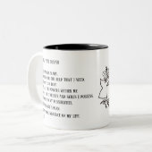 Fiat the YES Prayer Blessed Virgin Mary Tweekleurige Koffiemok (Voorkant links)