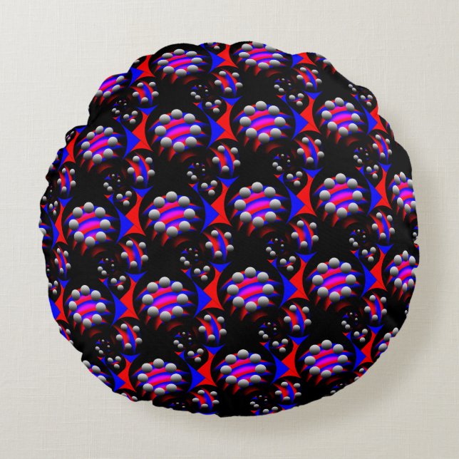 Fibonacci "Fish Black" van Kenneth Yoncich Rond Kussen (Voorkant)