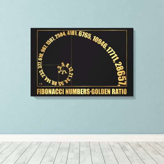 Fibonacci-getallen, gouden verhouding canvas afdruk (Insitu (Houten vloer))