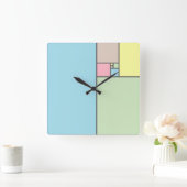Fibonacci golden ratio patroon in pastels vierkante klok (Huis)