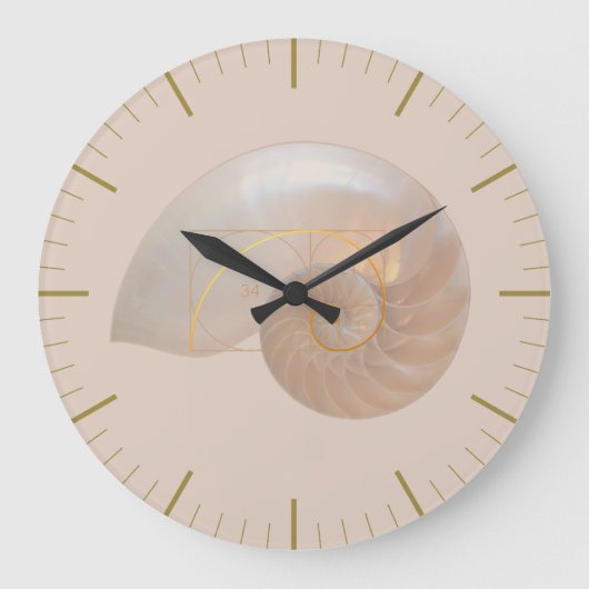 Fibonacci Golden Ration Sacred Geometry Large Grote Klok (Voorkant)