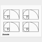 Fibonacci gouden verhouding - unieke wiskundige ku rechthoekige sticker (Vel)