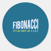 Fibonacci Its As Easy As 1 1 2 3  Ronde Sticker (Voorkant)