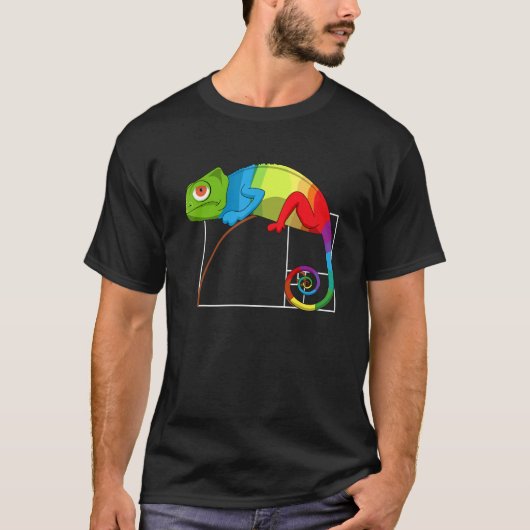 Fibonacci Label Golden Ratio Wiskunde Chameleon Wi T-shirt (Voorkant)