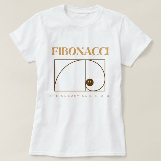Fibonacci met bruine tekst voor liefhebbers van wi t-shirt (Design voorkant)