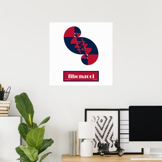 Fibonacci Red White en Blue II Large Poster (Thuiskantoor)