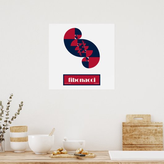 Fibonacci Red White en Blue II Large Poster (Keuken)