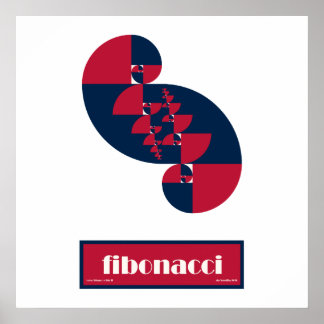 Fibonacci Red White en Blue II Large Poster