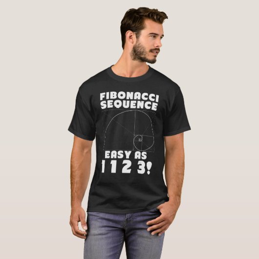 Fibonacci Sequence Gemakkelijk als 1 1 2 4 Gouden T-shirt (Voorkant volledig)