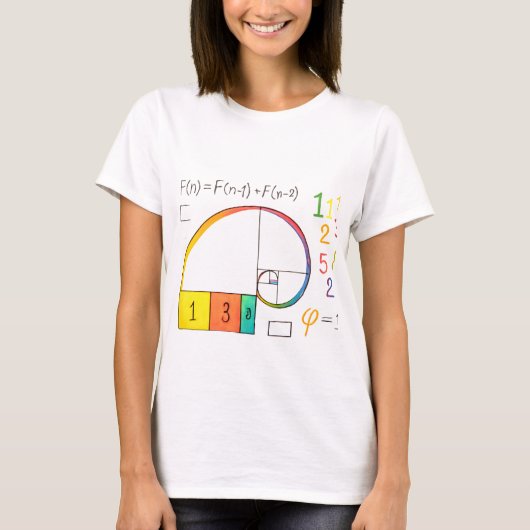 Fibonacci Sequence & Golden Ratio Wiskunde T-shirt (Voorkant)