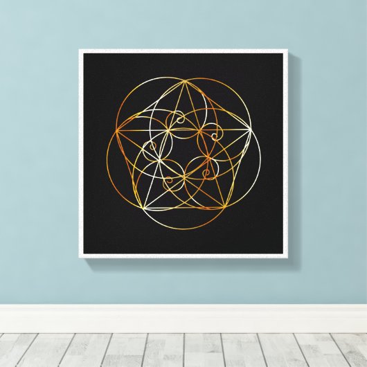Fibonacci Spiral- De heilige geometrie Canvas Afdruk (Insitu (Houten vloer))
