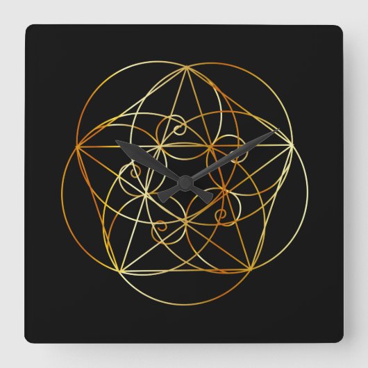 Fibonacci Spiral- De heilige geometrie Vierkante Klok (Voorkant)