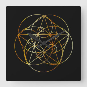 Fibonacci Spiral- De heilige geometrie Vierkante Klok