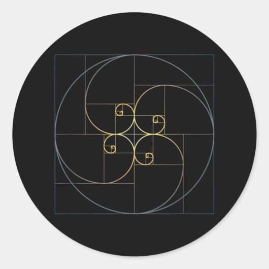 Fibonacci Spiral Golden Ratio Geometry Ronde Sticker (Voorkant)