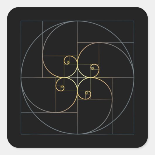 Fibonacci Spiral Golden Ratio Geometry Vierkante Sticker (Voorkant)