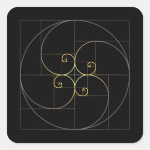 Fibonacci Spiral Golden Ratio Geometry Vierkante Sticker