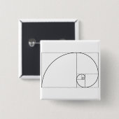 Fibonacci Spiral Golden Ratio Vierkante Button 5,1 Cm (Voorkant /achterkant)