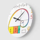 Fibonacci Spiral & Golden Ratio Wiskunde wandklok (Hoek)