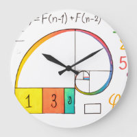 Fibonacci Spiral & Golden Ratio Wiskunde wandklok