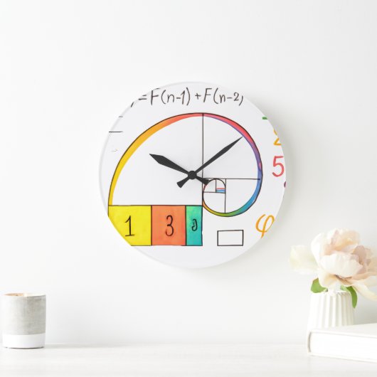 Fibonacci Spiral & Golden Ratio Wiskunde wandklok (Huis)