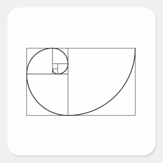 Fibonacci Spiral Golden Section Geometry Vierkante Sticker (Voorkant)
