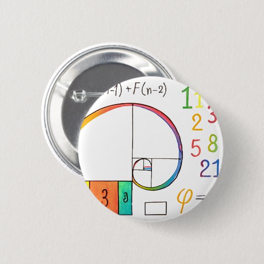 Fibonacci Spiral Pin Button (Voorkant /achterkant)