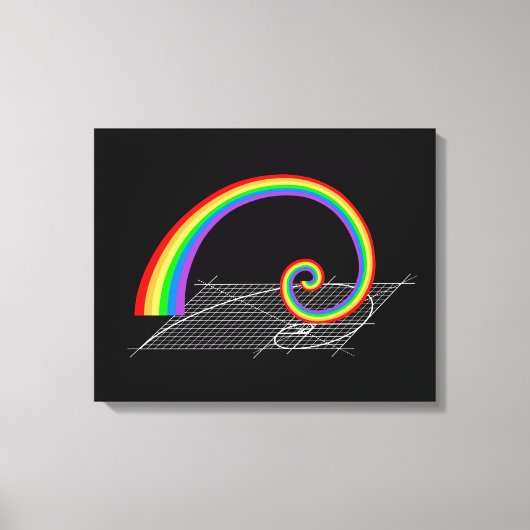 Fibonacci Spiral Rainbow Rising Canvas Afdruk (Voorkant)