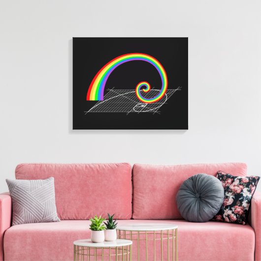 Fibonacci Spiral Rainbow Rising Canvas Afdruk (Insitu (Woonkamer))